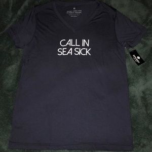 navy blue sperry v neck tee